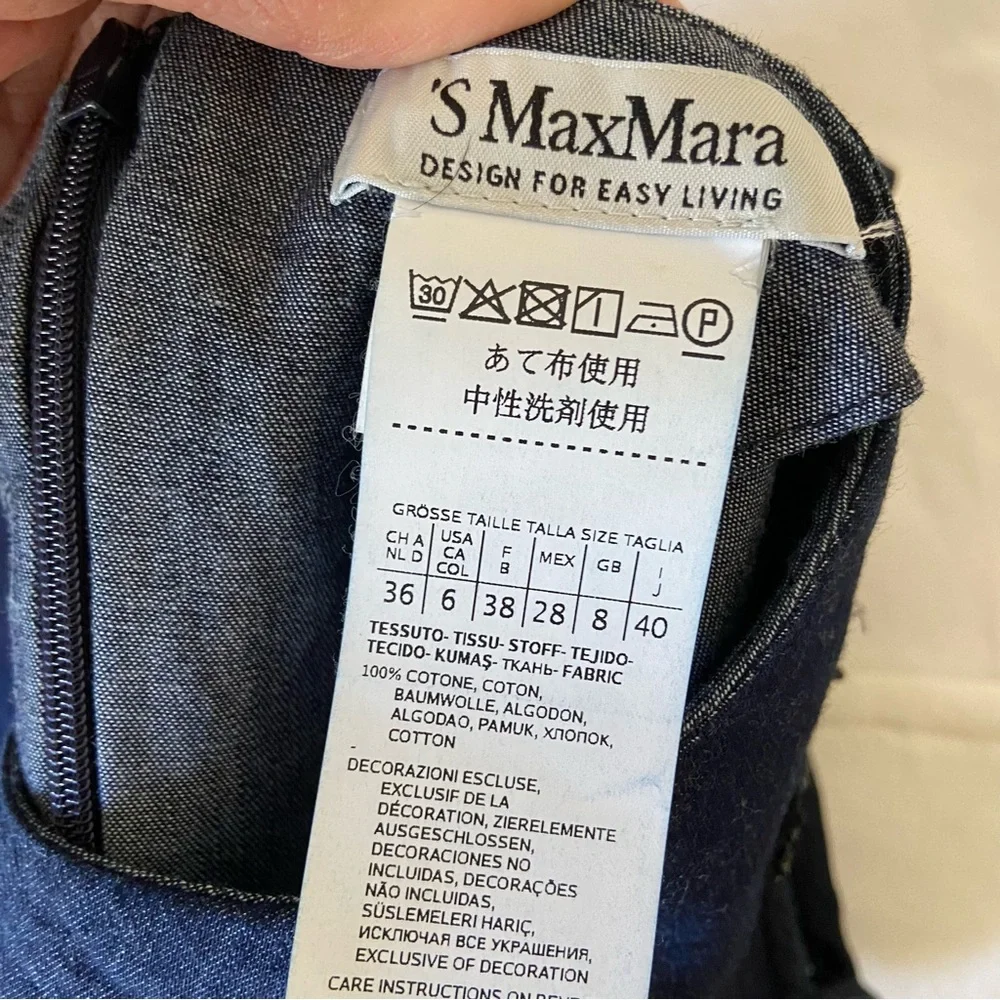 MaxMara Cotton Denim Dress, Midnight Blue - Sz 6 - Picture 6 of 7